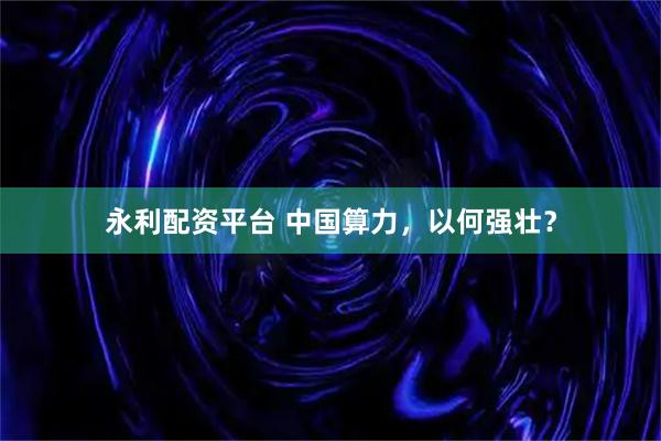 永利配資平臺 中國算力，以何強(qiáng)壯？